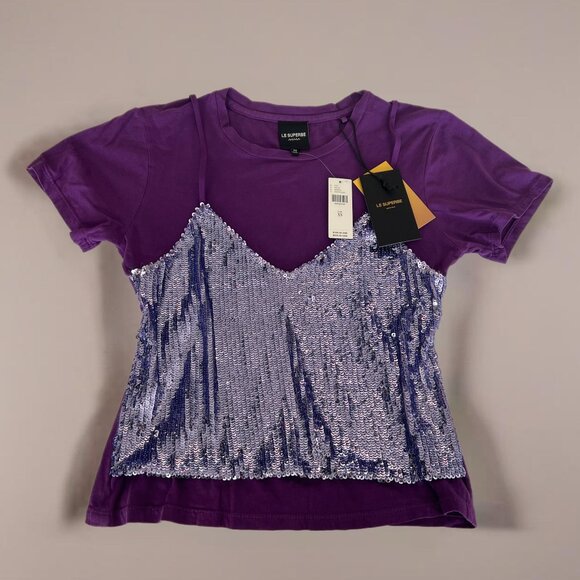 NWT Le Superbe Birdie Sequin Tee - Picture 4 of 5